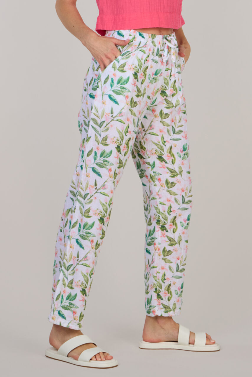 DOUBLE COTTON TROUSERS-WHITE/GREEN