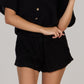 Hand Embroidered Cotton Shorts-Black