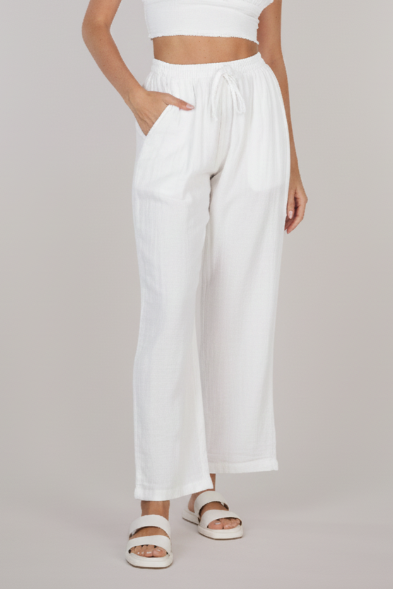 DOUBLE COTTON TROUSERS-WHITE