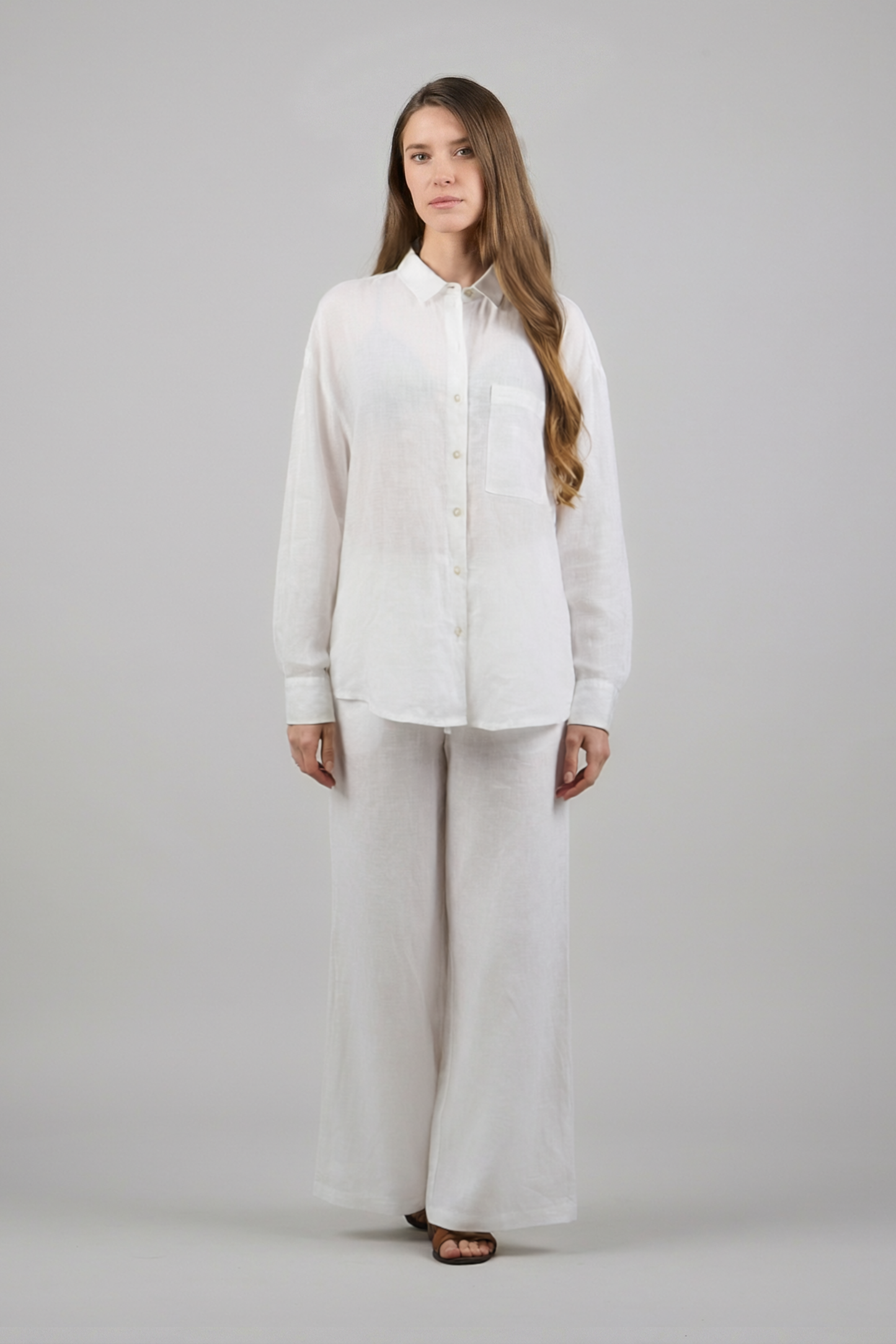 Льняная свободная рубашка