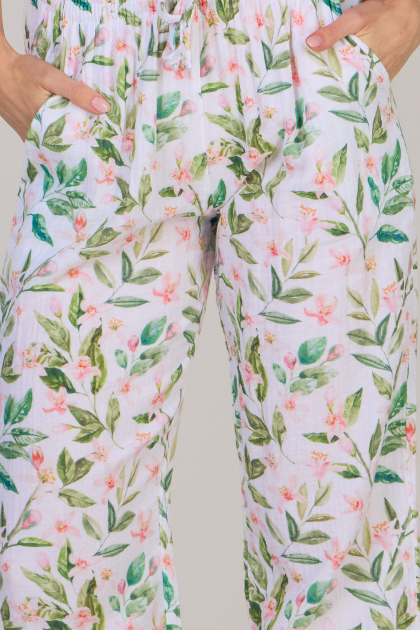 DOUBLE COTTON TROUSERS-WHITE/GREEN