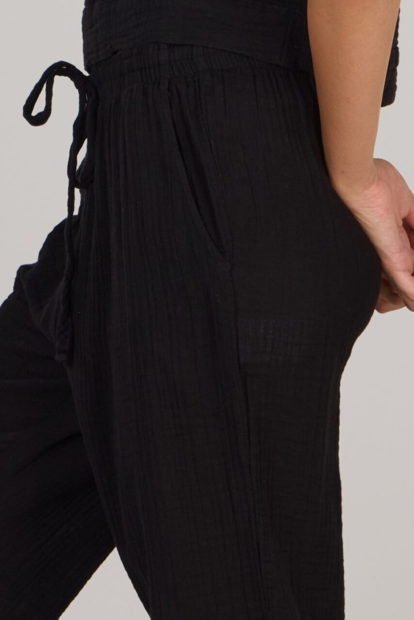 DOUBLE COTTON TROUSERS-BLACK