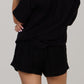 Hand Embroidered Cotton Shorts-Black