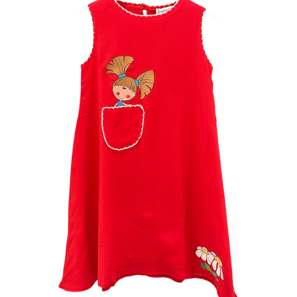 KIDS FLOWER DRESS-RED