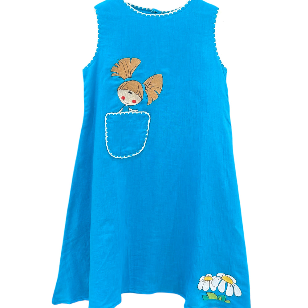 KIDS FLOWER DRESS-TURQUOISE