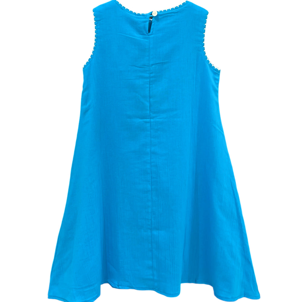 KIDS FLOWER DRESS-TURQUOISE