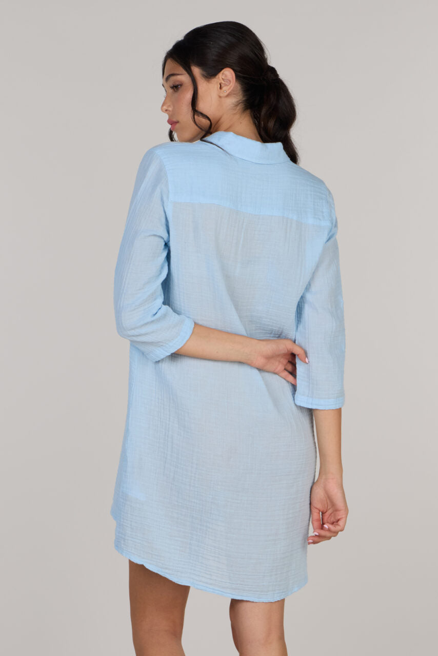 DOUBLE SHIRT TUNIC-ICE BLUE
