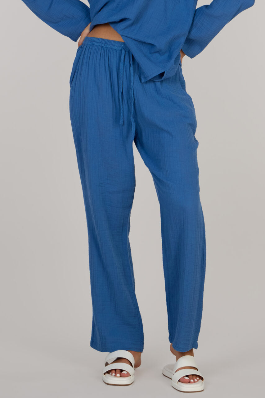 DOUBLE COTTON TROUSERS-INDIGO