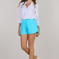 Hand Embroidered Cotton Shorts-Light Turquoise