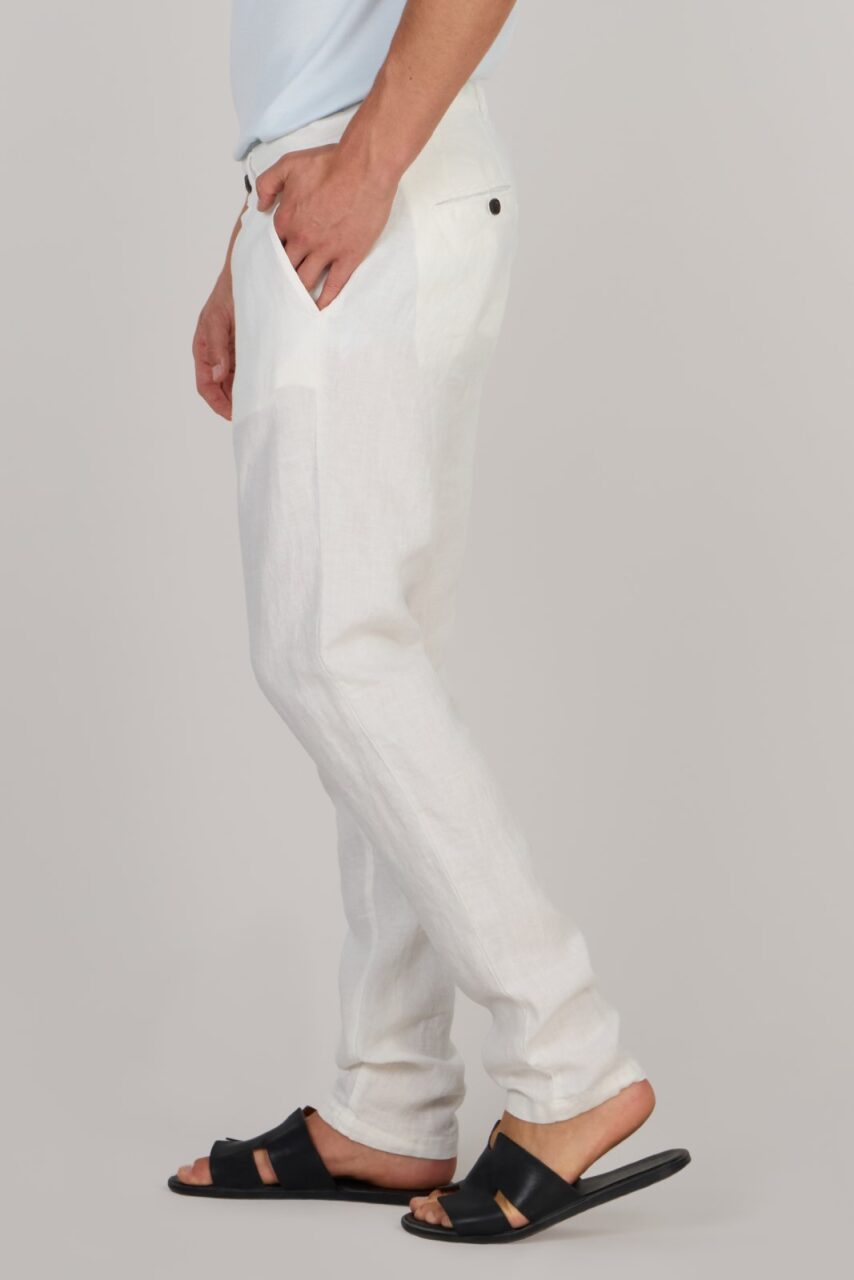 ICONIC LINEN TROUSERS-WHITE