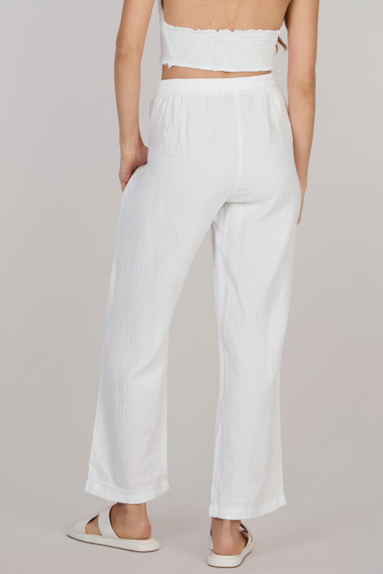 DOUBLE COTTON TROUSERS-WHITE