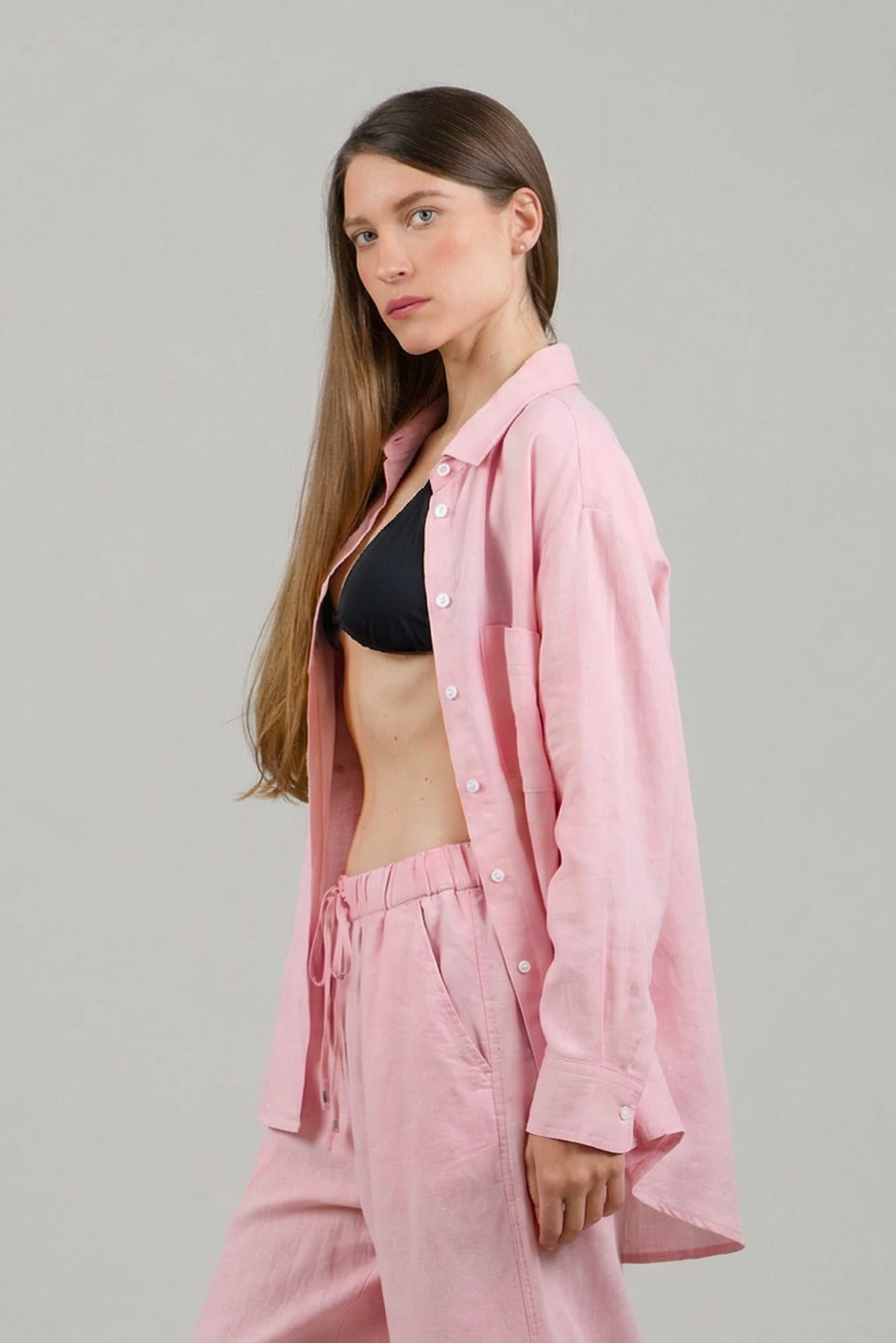 Льняная свободная рубашка