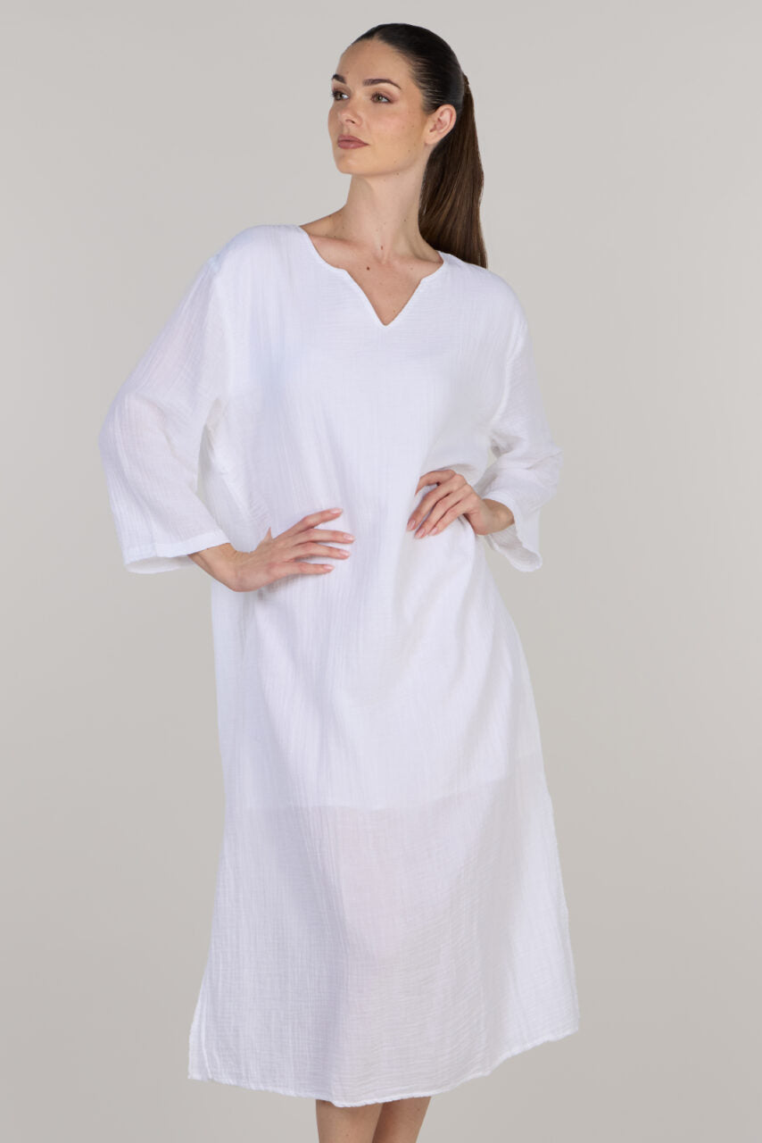 COCOONA COMFORT LONG DRESS-WHITE