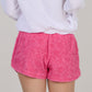 Hand Embroidered Cotton Shorts-Pink