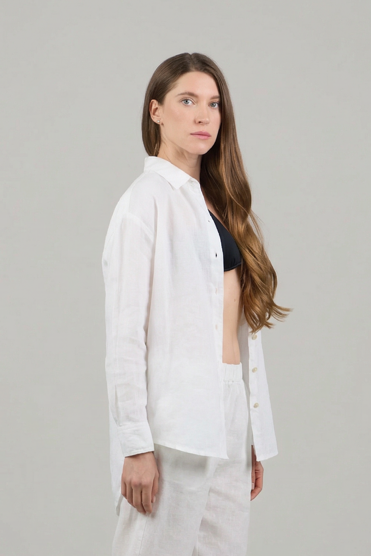 Льняная свободная рубашка