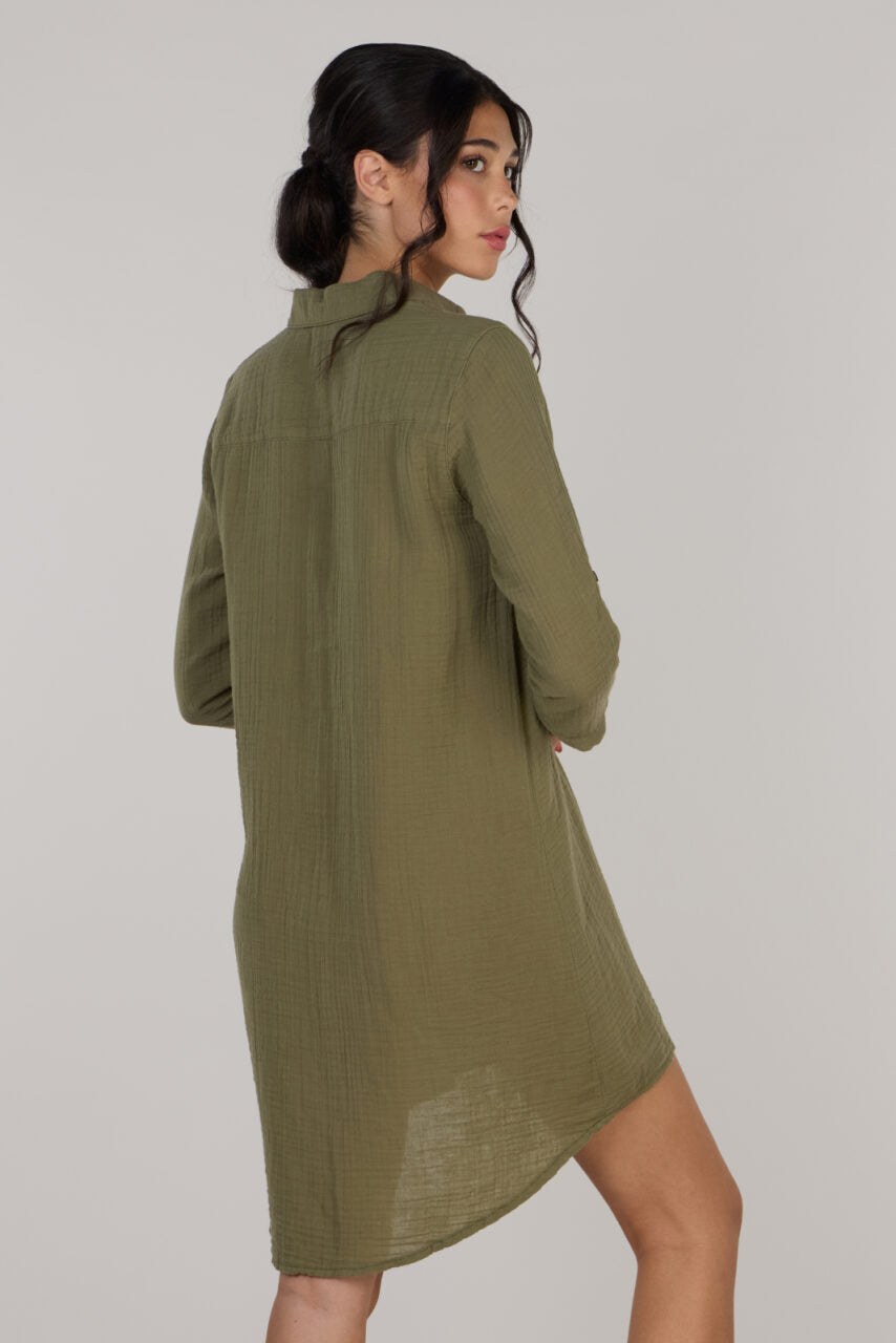 DOUBLE SHIRT TUNIC-OLIVE