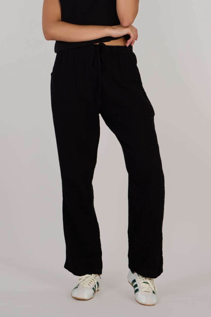 DOUBLE COTTON TROUSERS-BLACK