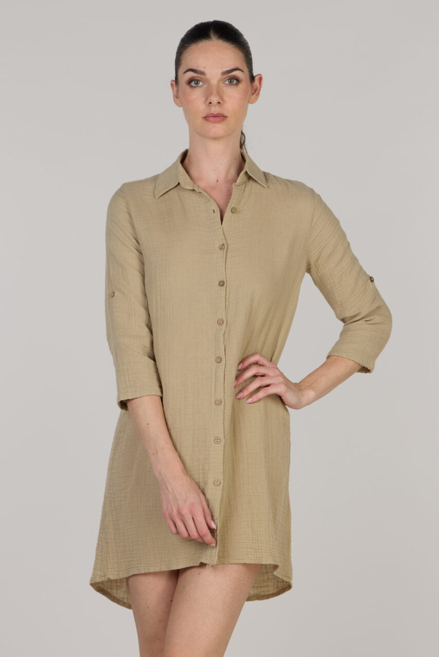DOUBLE SHIRT TUNIC-MINK