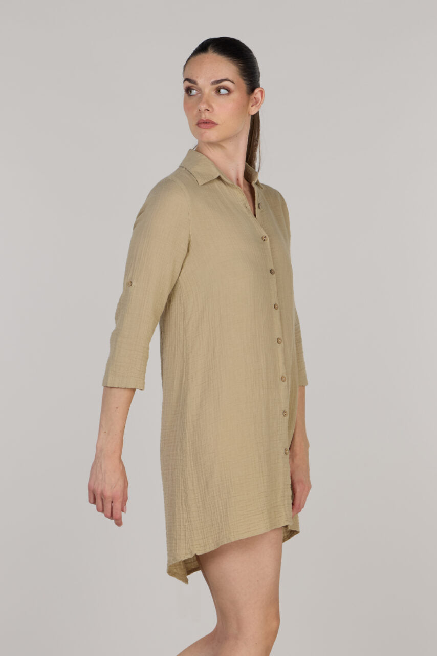 DOUBLE SHIRT TUNIC-MINK