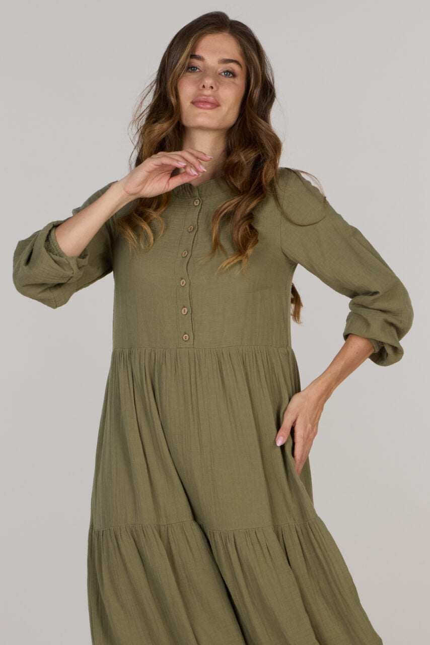 IRINA LONG DRESS DC-OLIVE
