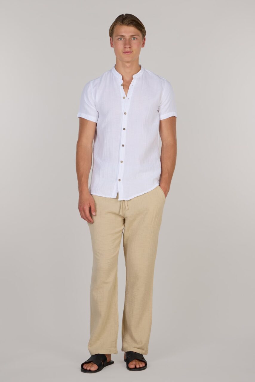 DOUBLE COTTON TROUSERS-BEIGE