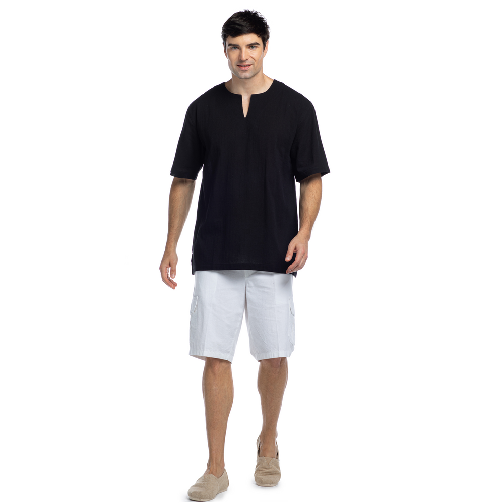 Crew V-Neck T-Shirt - Short Sleeve-Black