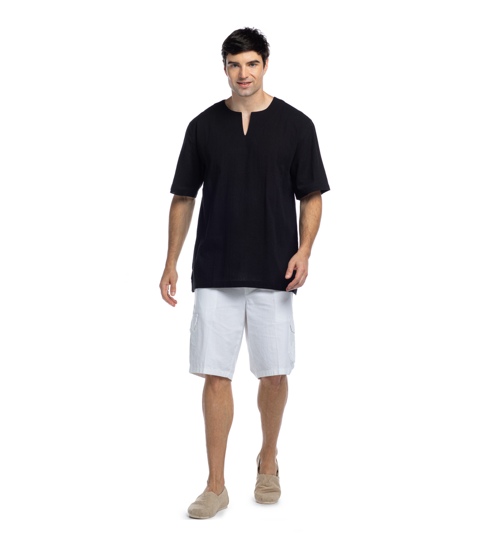 Crew V-Neck T-Shirt - Short Sleeve-Black