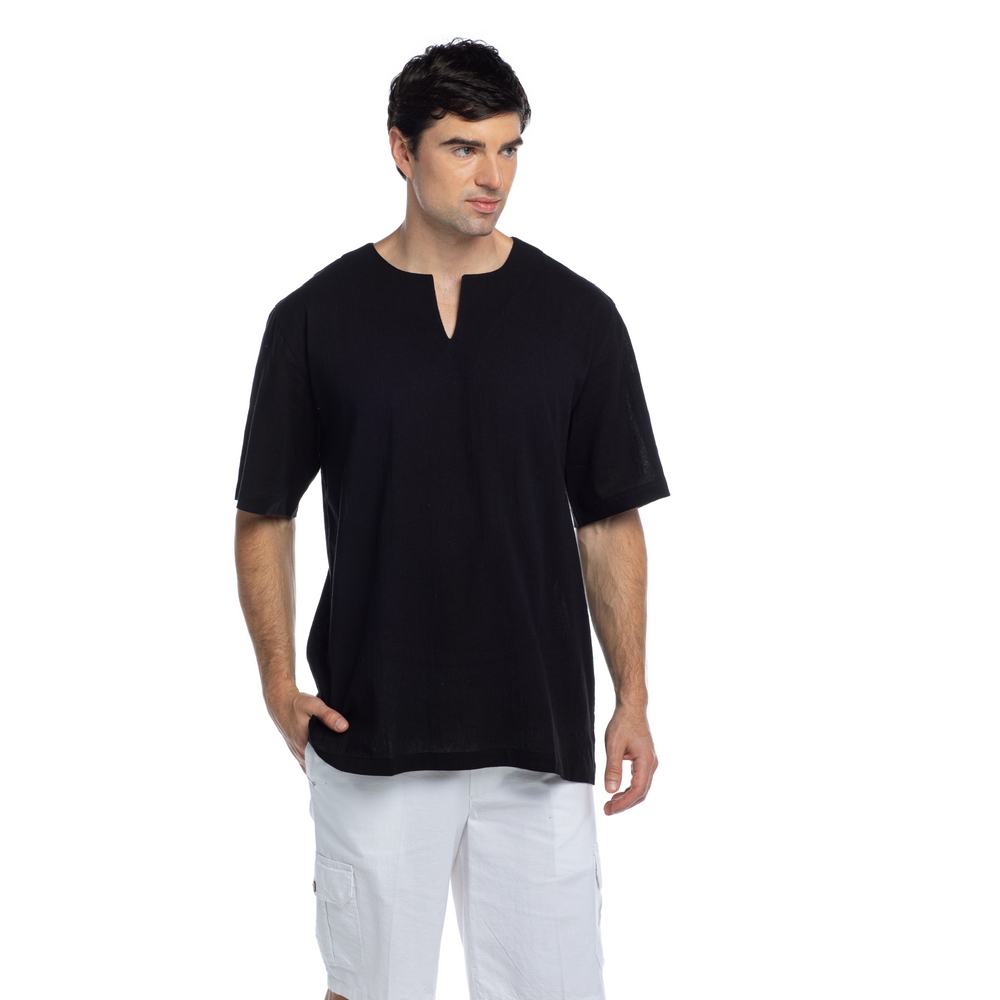 Crew V-Neck T-Shirt - Short Sleeve-Black