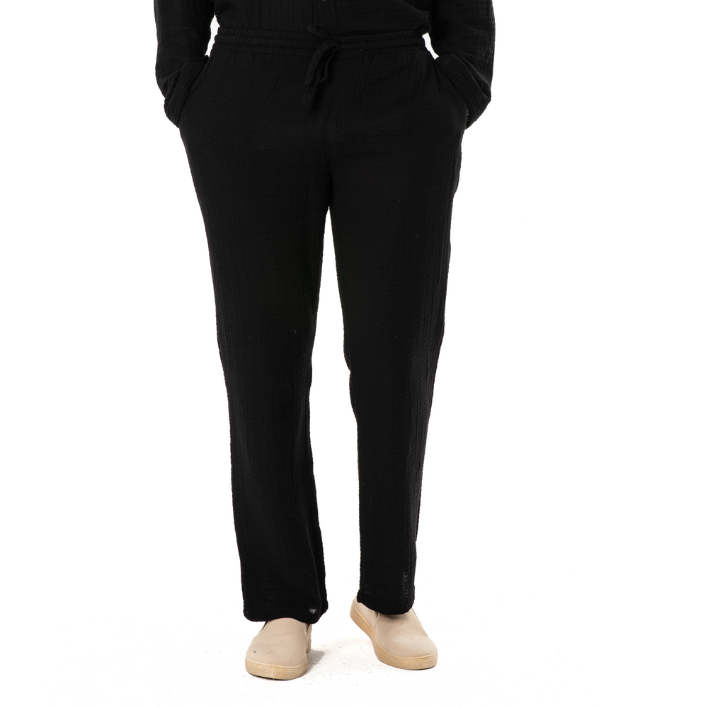 DOUBLE COTTON TROUSERS-BLACK