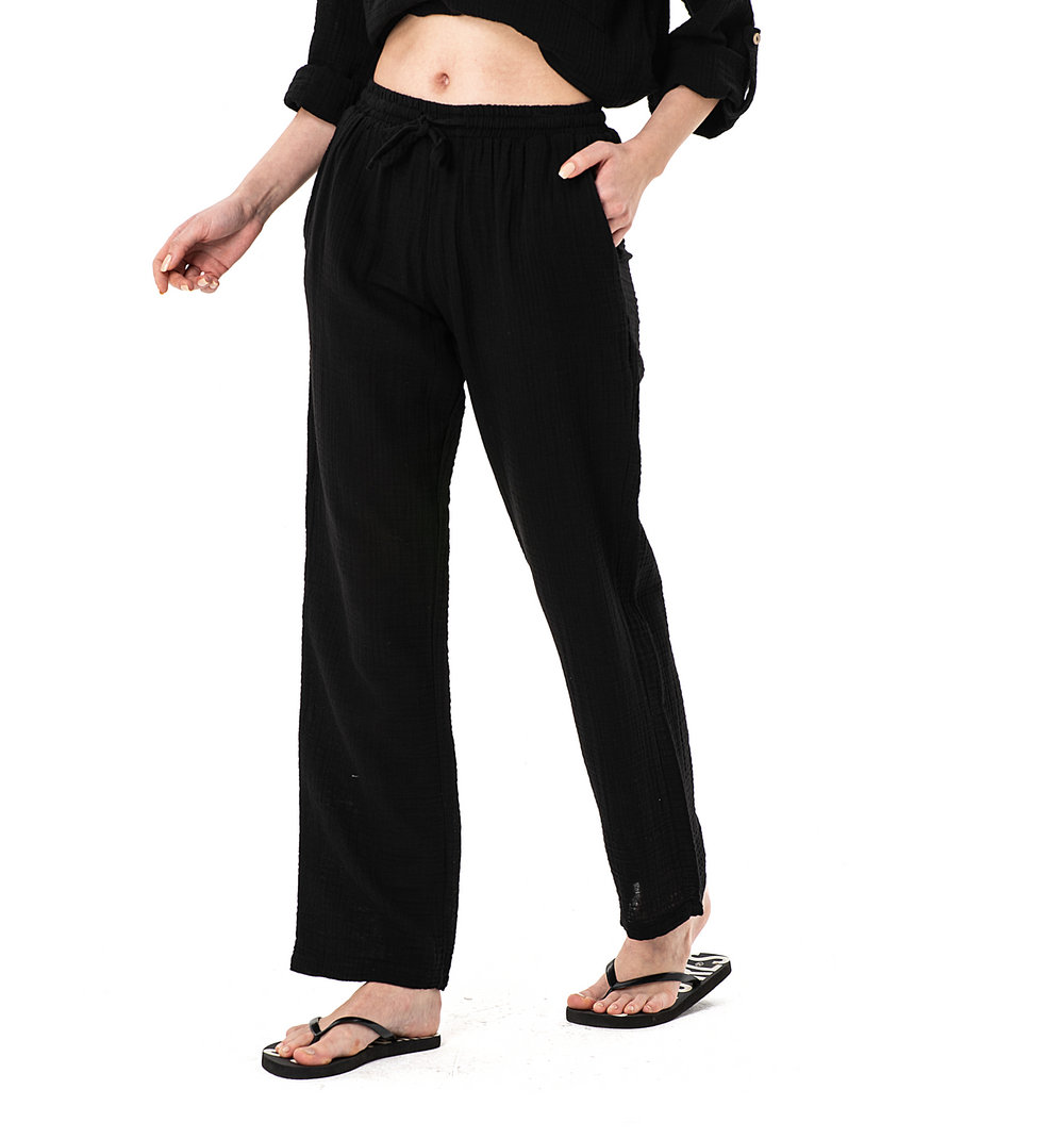 DOUBLE COTTON TROUSERS-BLACK