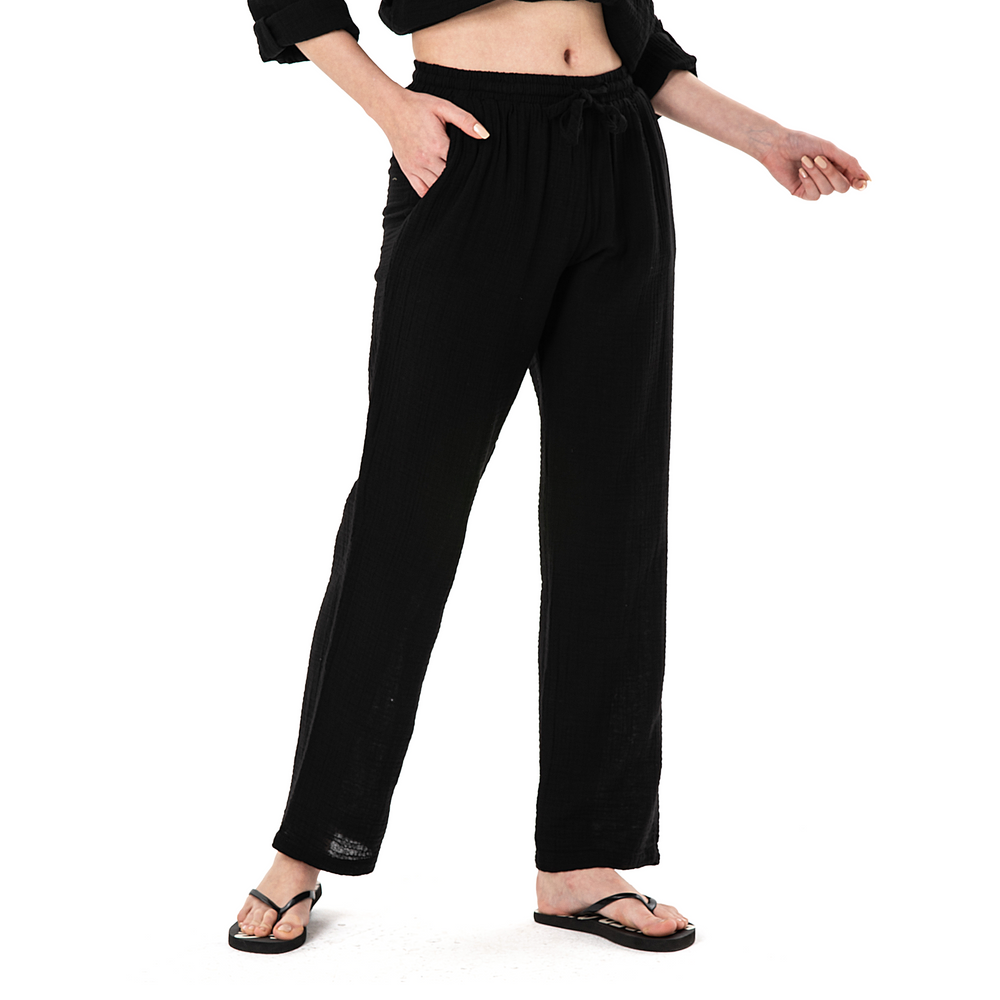 DOUBLE COTTON TROUSERS-BLACK