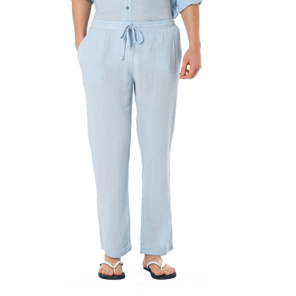 DOUBLE COTTON TROUSERS-ICE BLUE