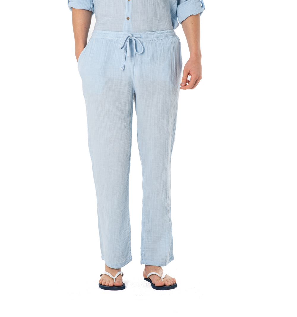 DOUBLE COTTON TROUSERS-ICE BLUE