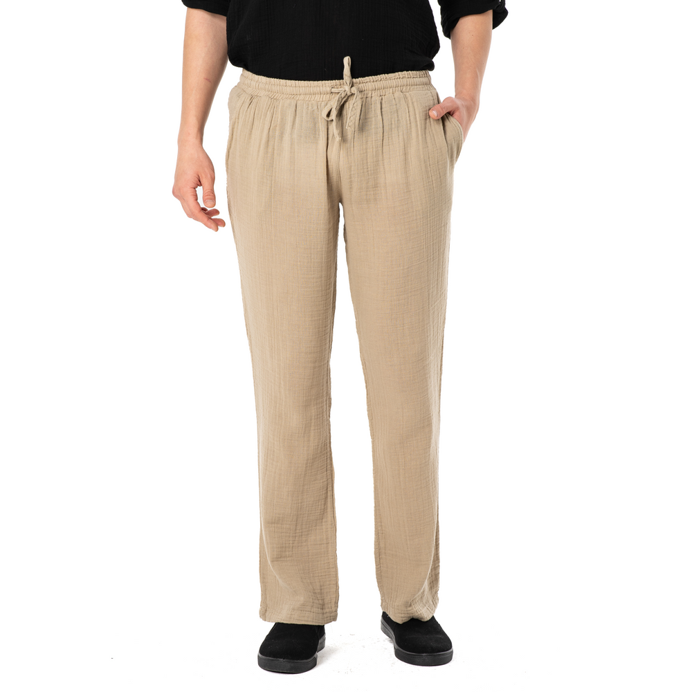 
                      
                        DOUBLE COTTON TROUSERS-MINK
                      
                    