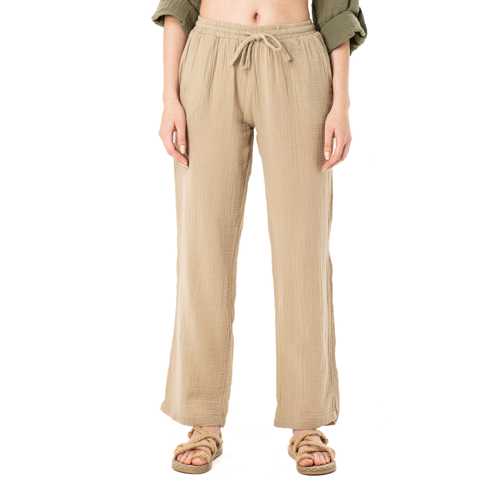 DOUBLE COTTON TROUSERS-MINK