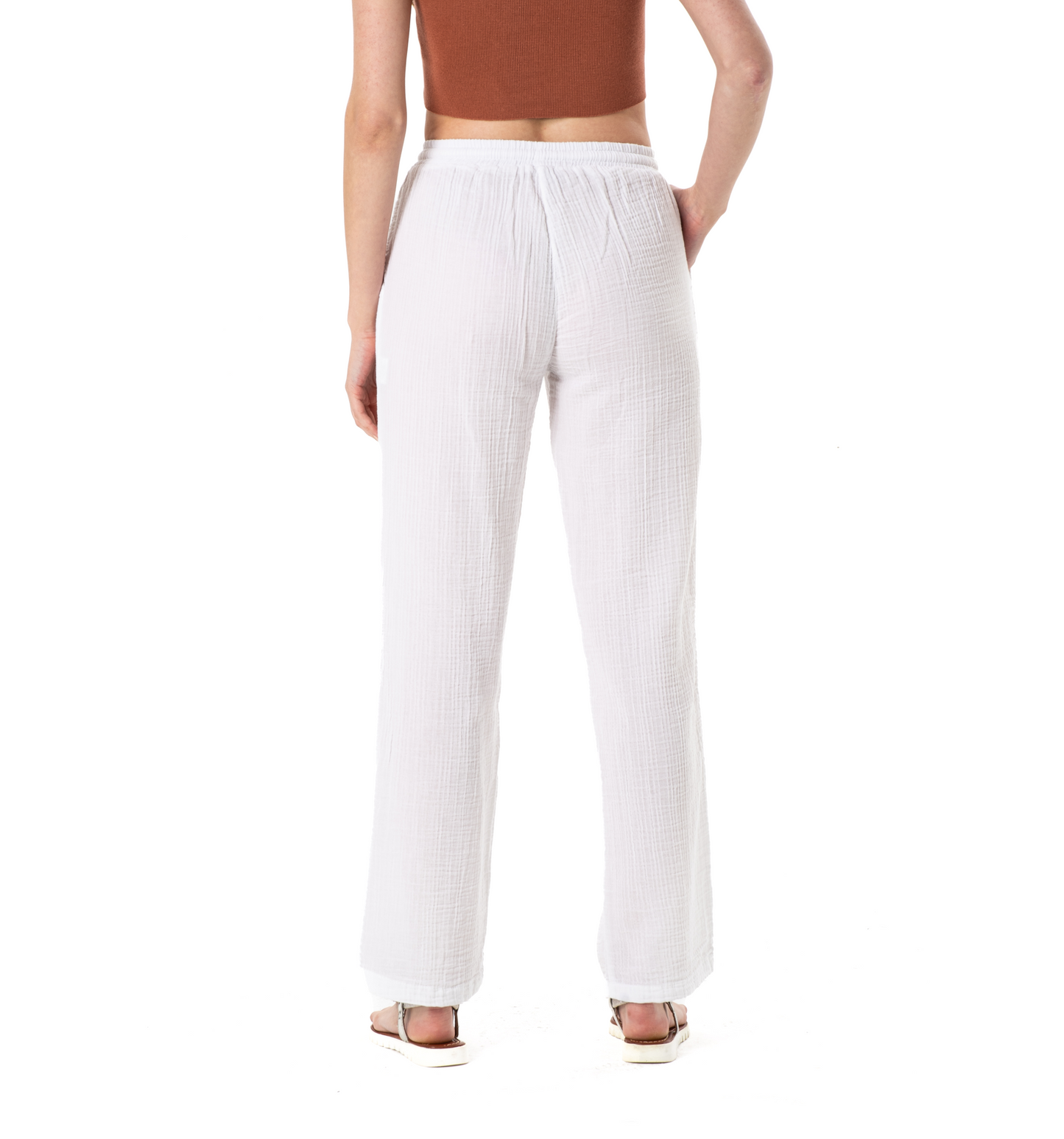 DOUBLE COTTON TROUSERS-WHITE