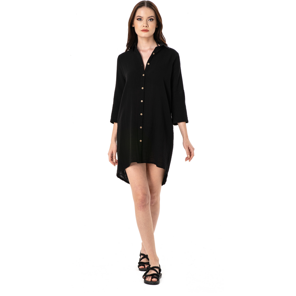 DOUBLE SHIRT TUNIC-BLACK