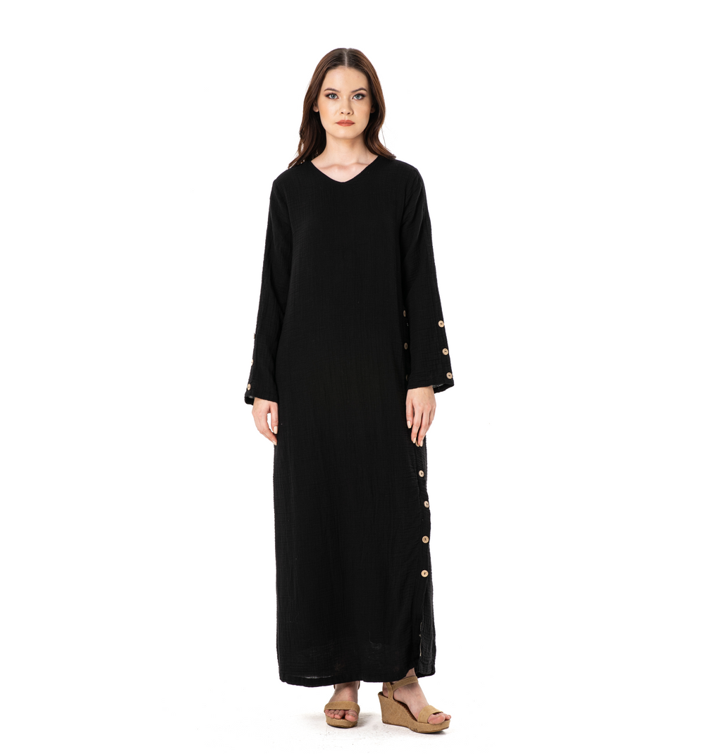 JENNY DOUBLE LONG DRESS-BLACK