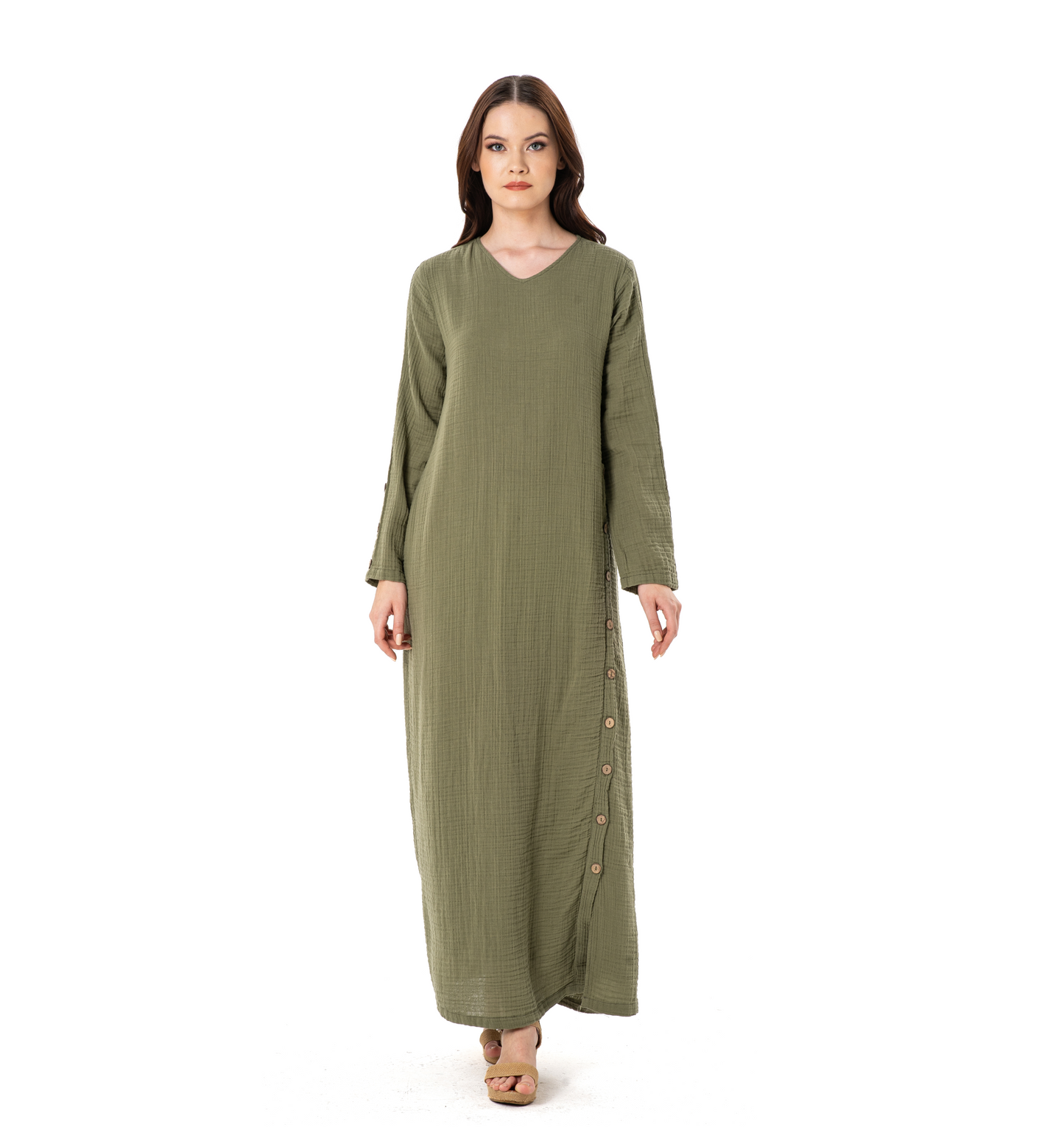 JENNY DOUBLE LONG DRESS-OLIVE