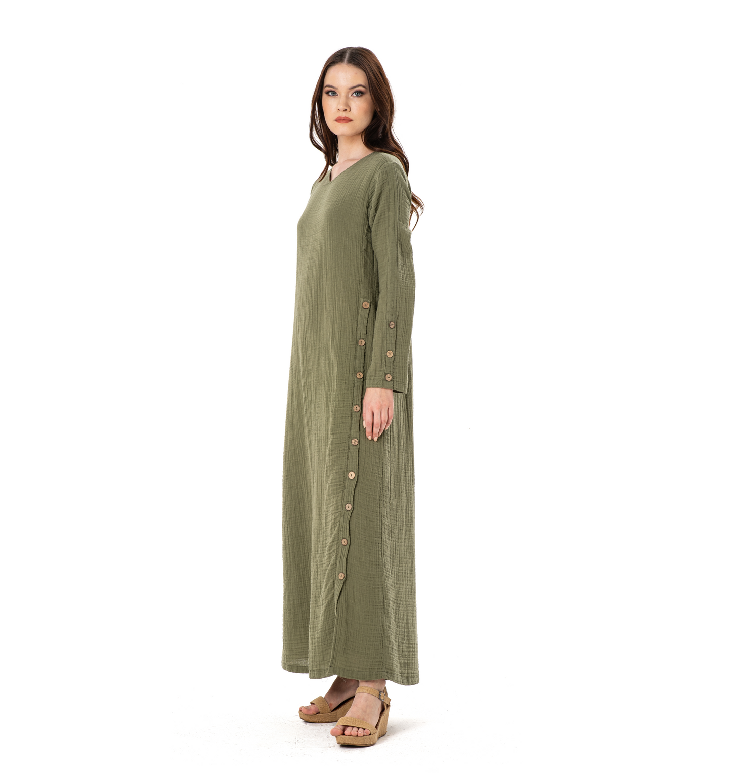 JENNY DOUBLE LONG DRESS-OLIVE