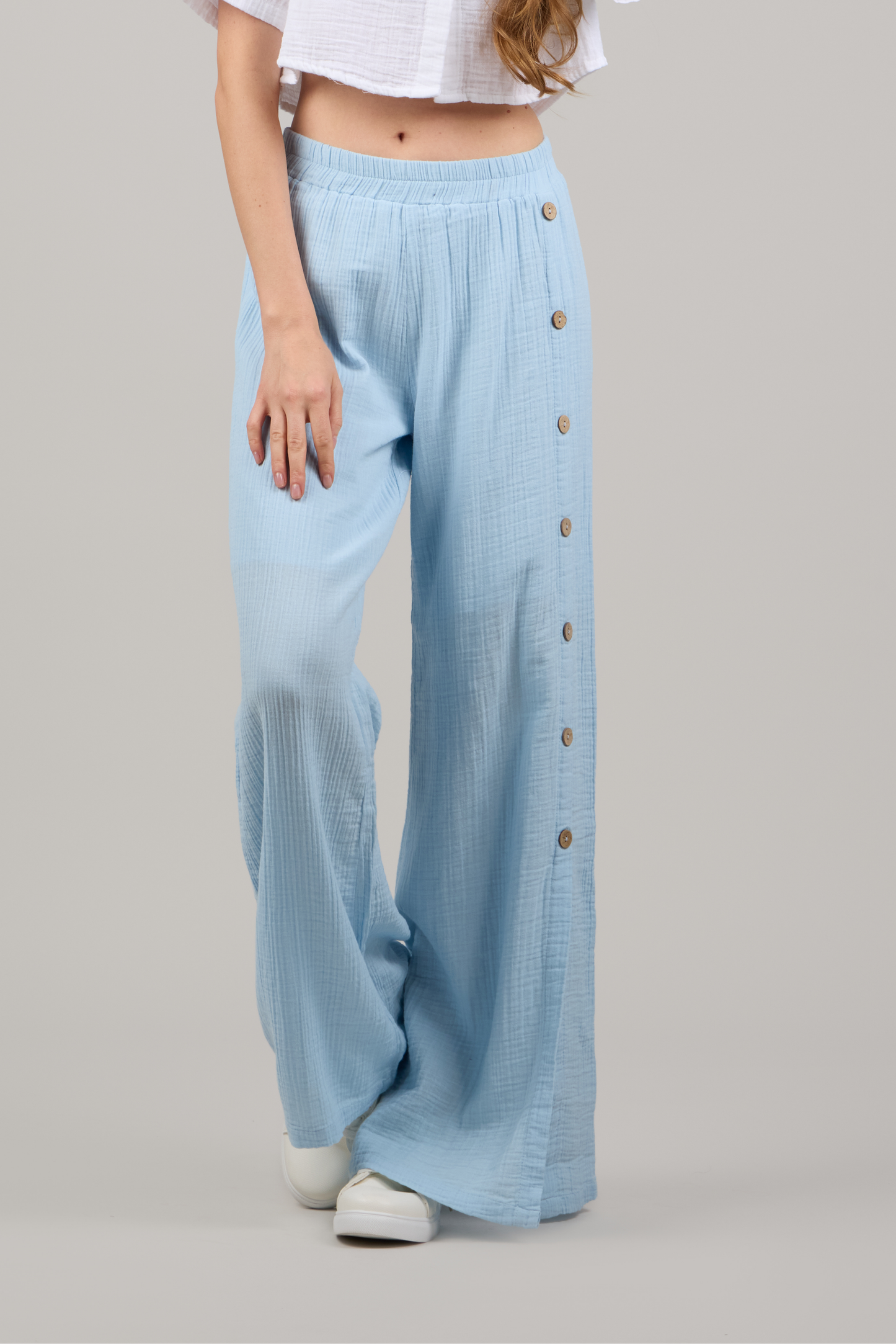 بنطال جيني مزدوج - أزرق ثلجي