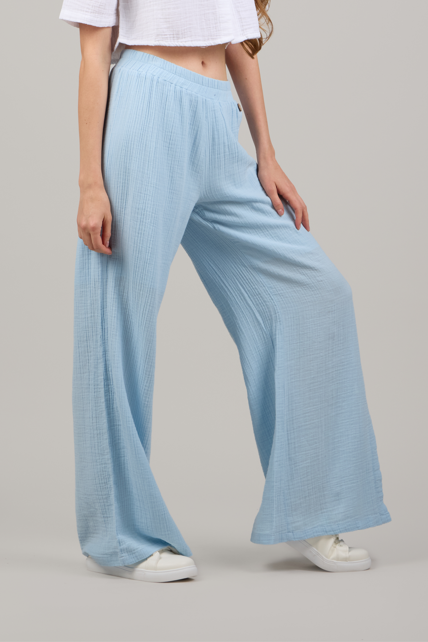 بنطال جيني مزدوج - أزرق ثلجي