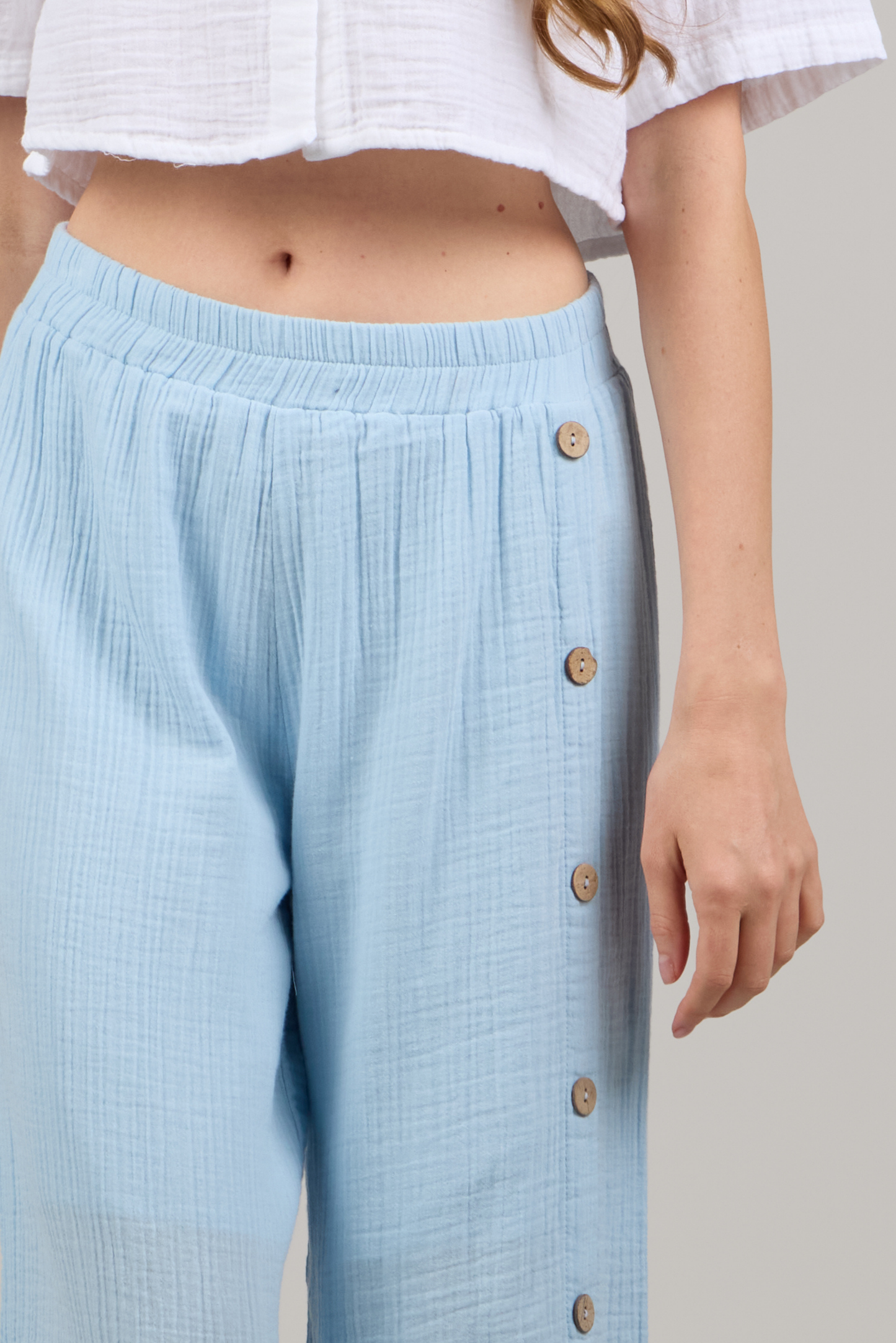 بنطال جيني مزدوج - أزرق ثلجي