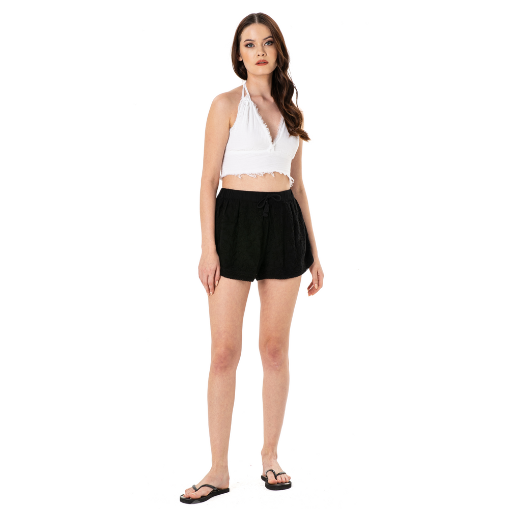 
                      
                        Hand Embroidered Cotton Shorts-Black
                      
                    