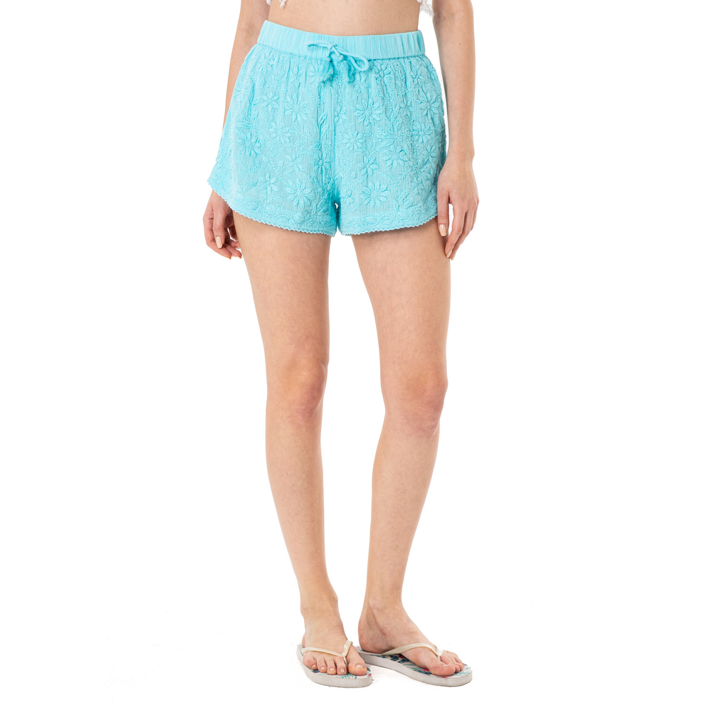 
                      
                        Hand Embroidered Cotton Shorts-Light Turquoise
                      
                    