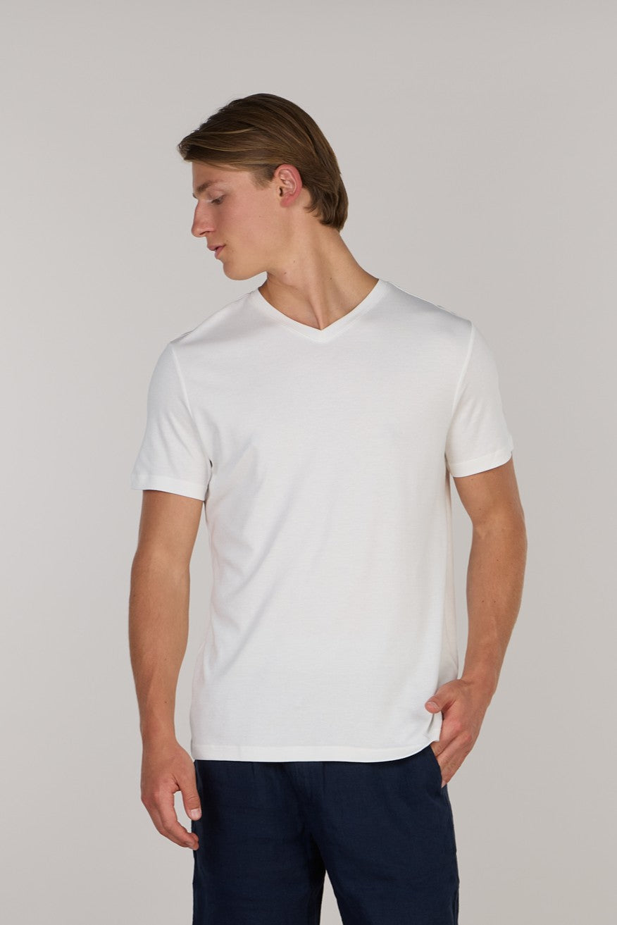 Мягкая хлопковая футболка премиум-класса с V-образным вырезом