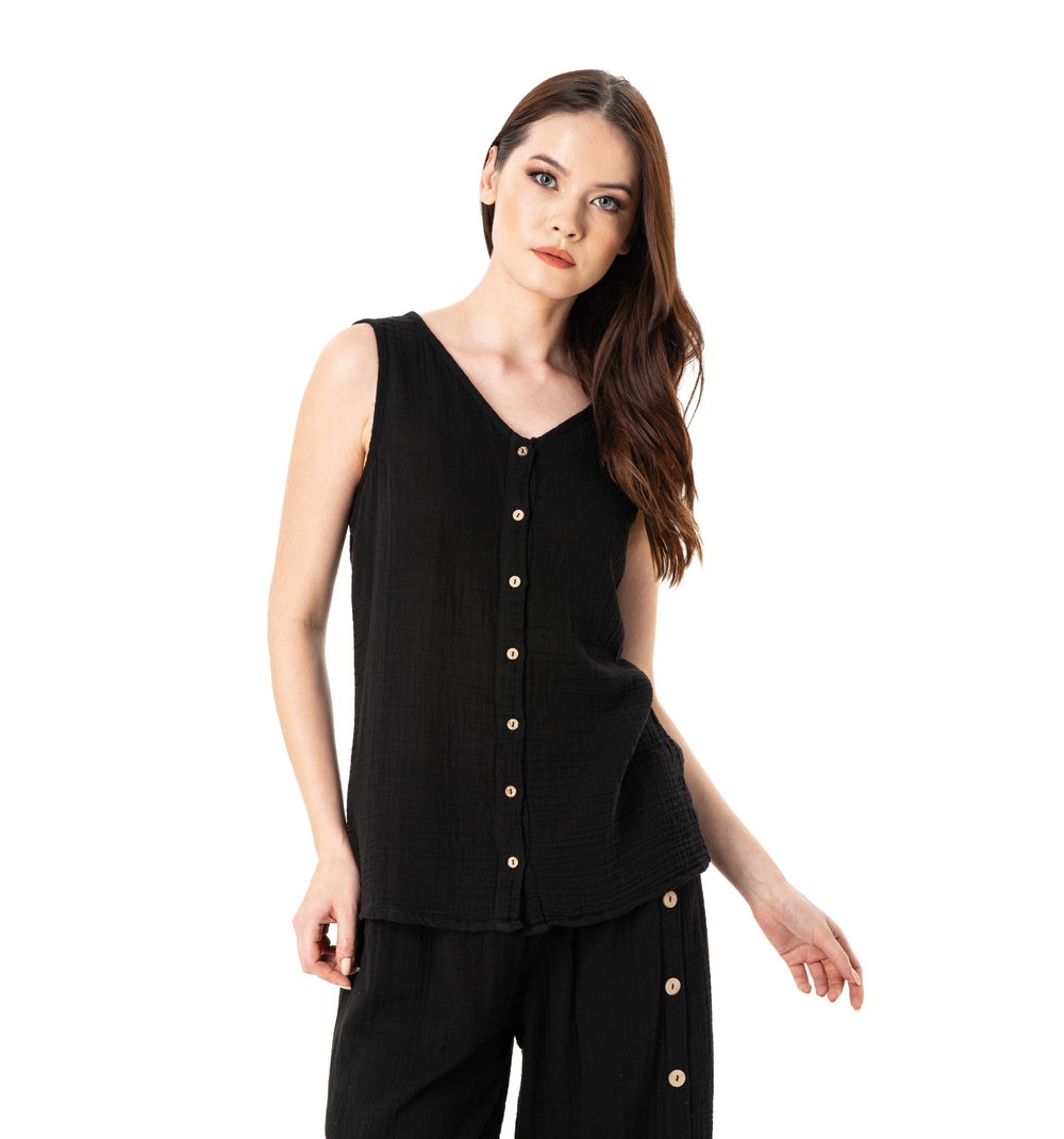 KATTY SLEEVELESS TOP DOUBLE-BLACK