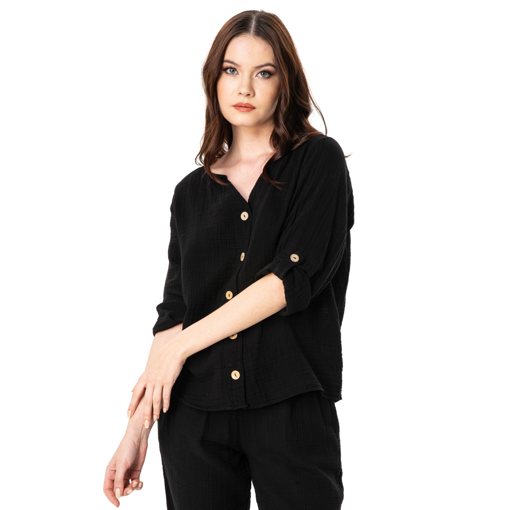 
                      
                        JENNY SHIRT DOUBLE- BLACK
                      
                    