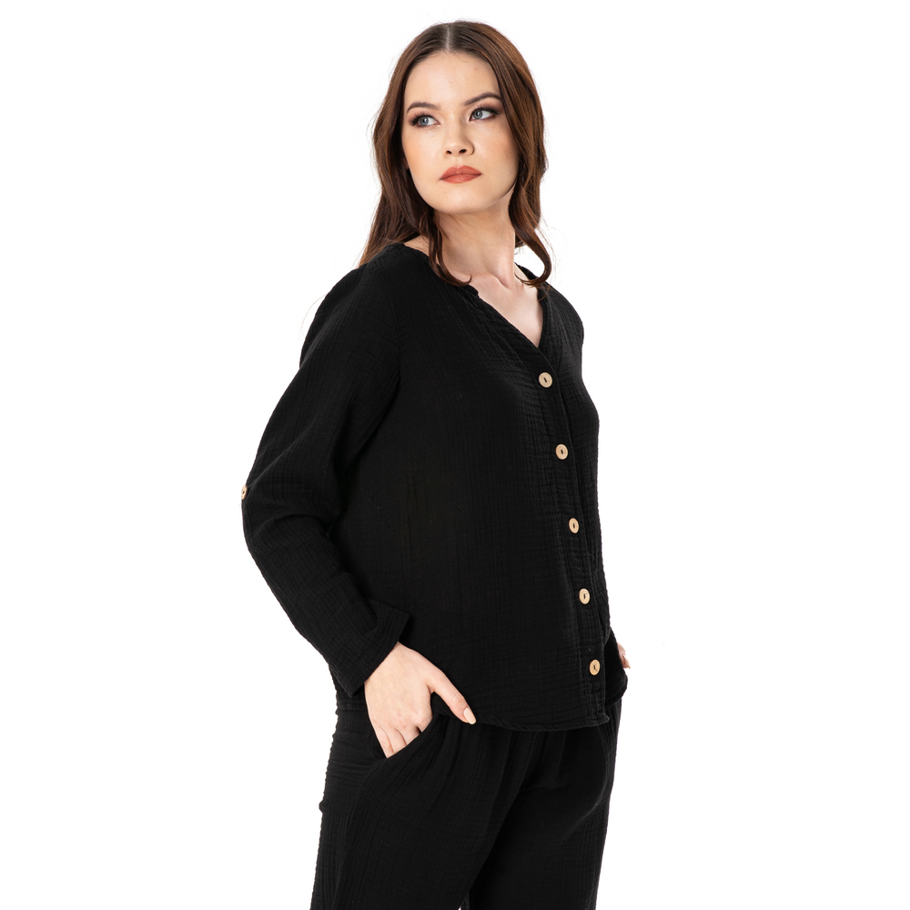 
                      
                        JENNY SHIRT DOUBLE- BLACK
                      
                    