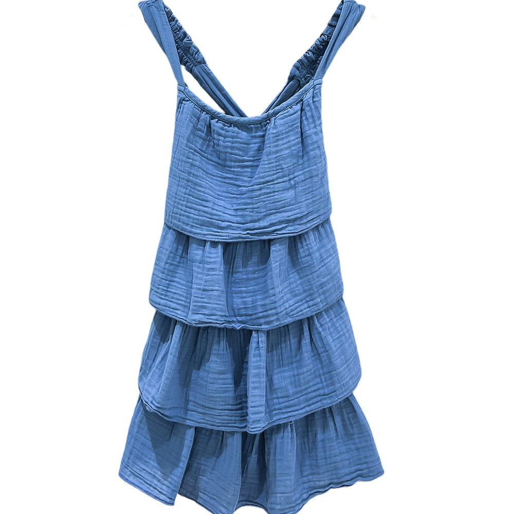 KIDS WAVES DRESS DC-INDIGO